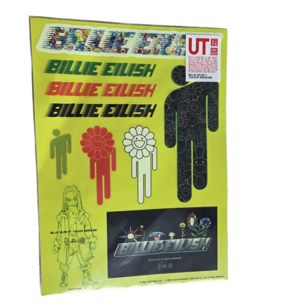 Billie Eilish x Takashi Murakami UNIQLO UT Limited Sticker Sheet 2020 Vinyl NEW‎